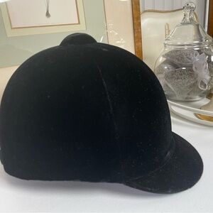 Kangol Black Velvet Riding Helmet with Green Lining